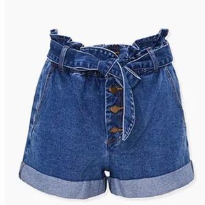 Paperbag Denim Shorts